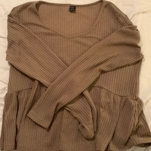 Long sleeve waffle cut shirt